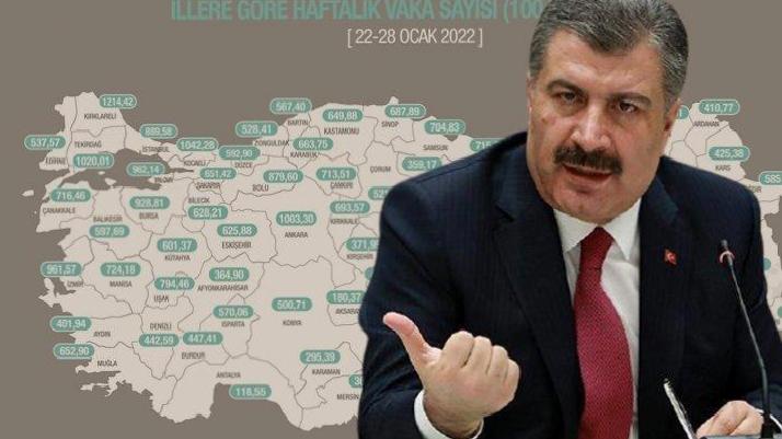 Fahrettin Koca, illere göre haftalık vaka sayısını paylaştı